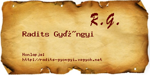 Radits Gyöngyi névjegykártya